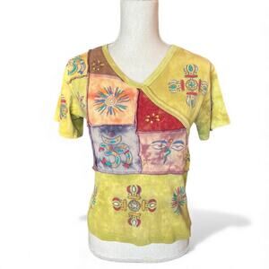 Rising international boho patchwork t-shirt hippie granola girl whimsygoth